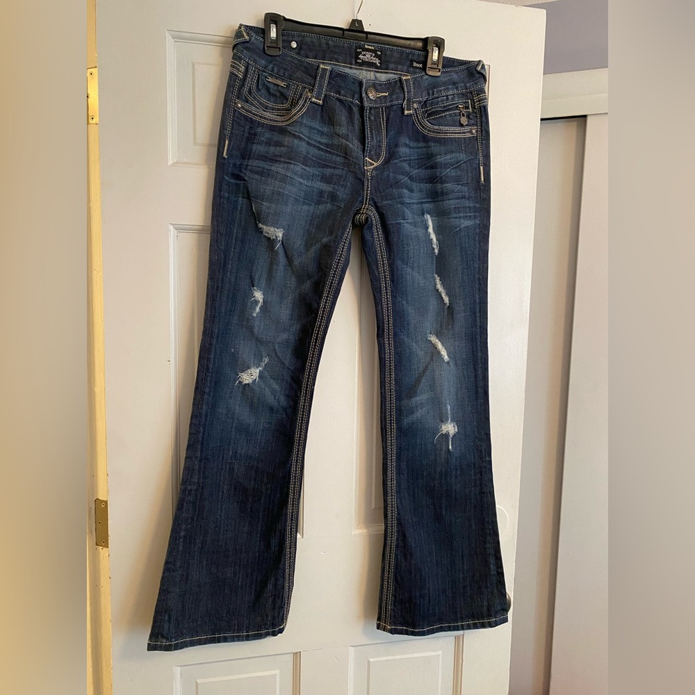 Rerock for Express low rise distressed flare jeans 10P